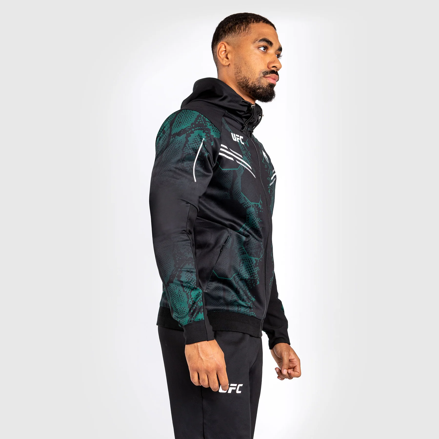 UFC Adrenaline by Venum Authentic Fight Night Walkout Hoodie für Männer - Emerald Edition - Grün/Schwarz - Image 4