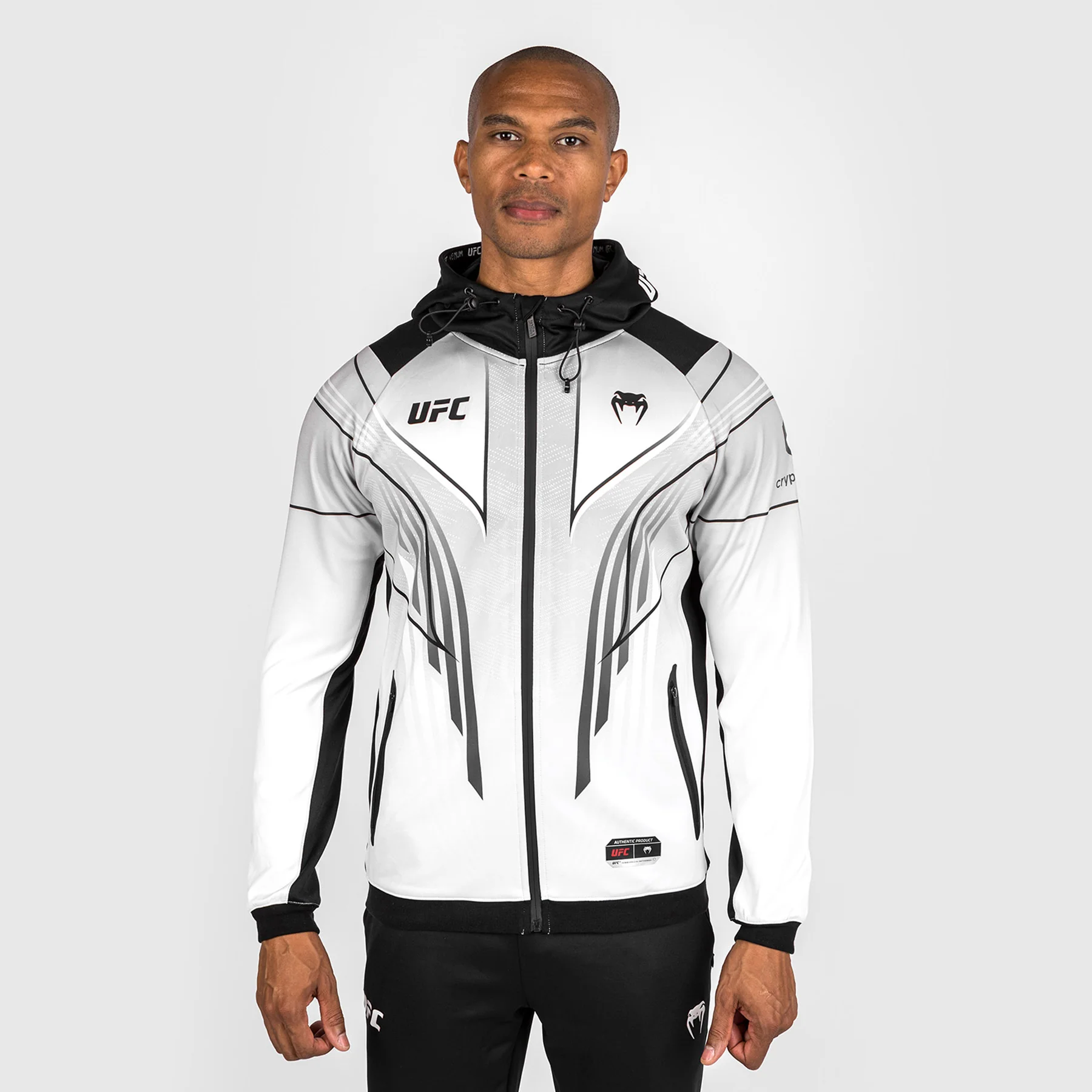 UFC Venum personalisierte authentische Fight Night 2.0 Männer Walkout Hoodie - weiß - Image 2