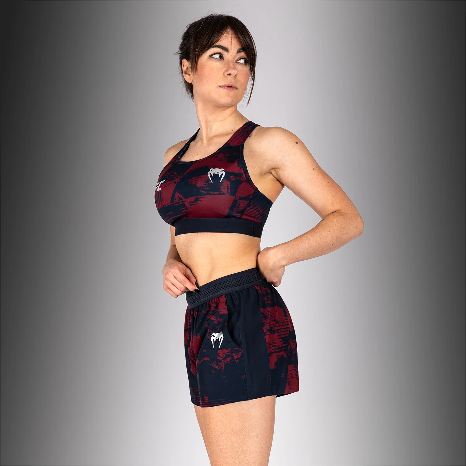 UFC Zenith by Venum Authentic Fight Week Sport-BH Damen - Marineblau/Burgunderrot/Silber - Image 2