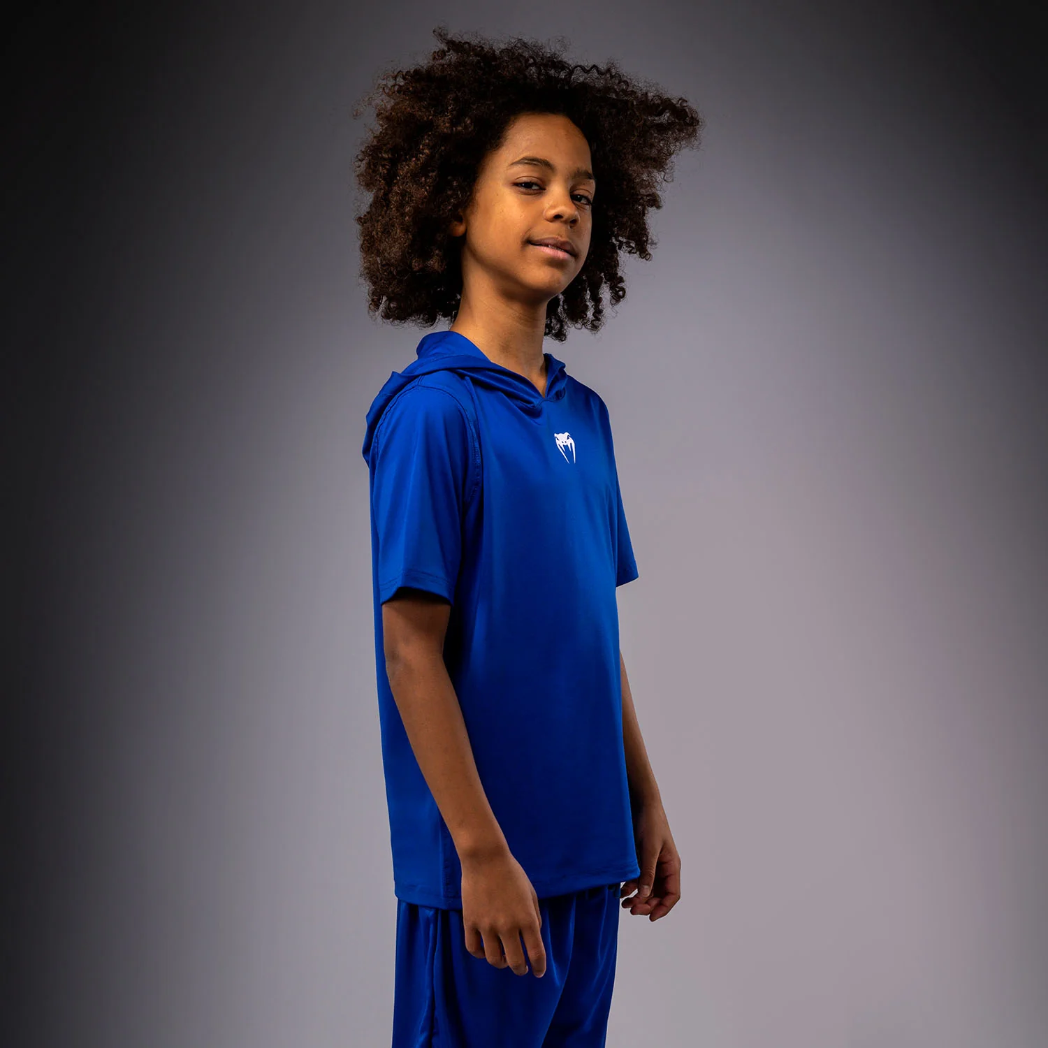 Venum Elite Kurzarm Dry-Tech Kapuzenpullover für Kinder - Königsblau - Image 2