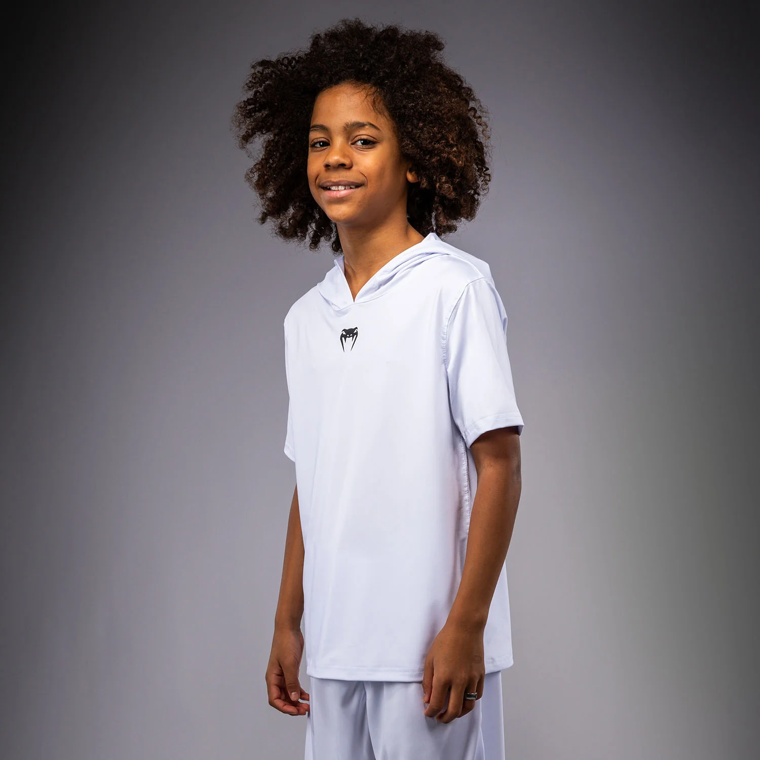 Venum Elite Kurzarm Dry-Tech Kapuzenpullover für Kinder - Weiß - Image 3