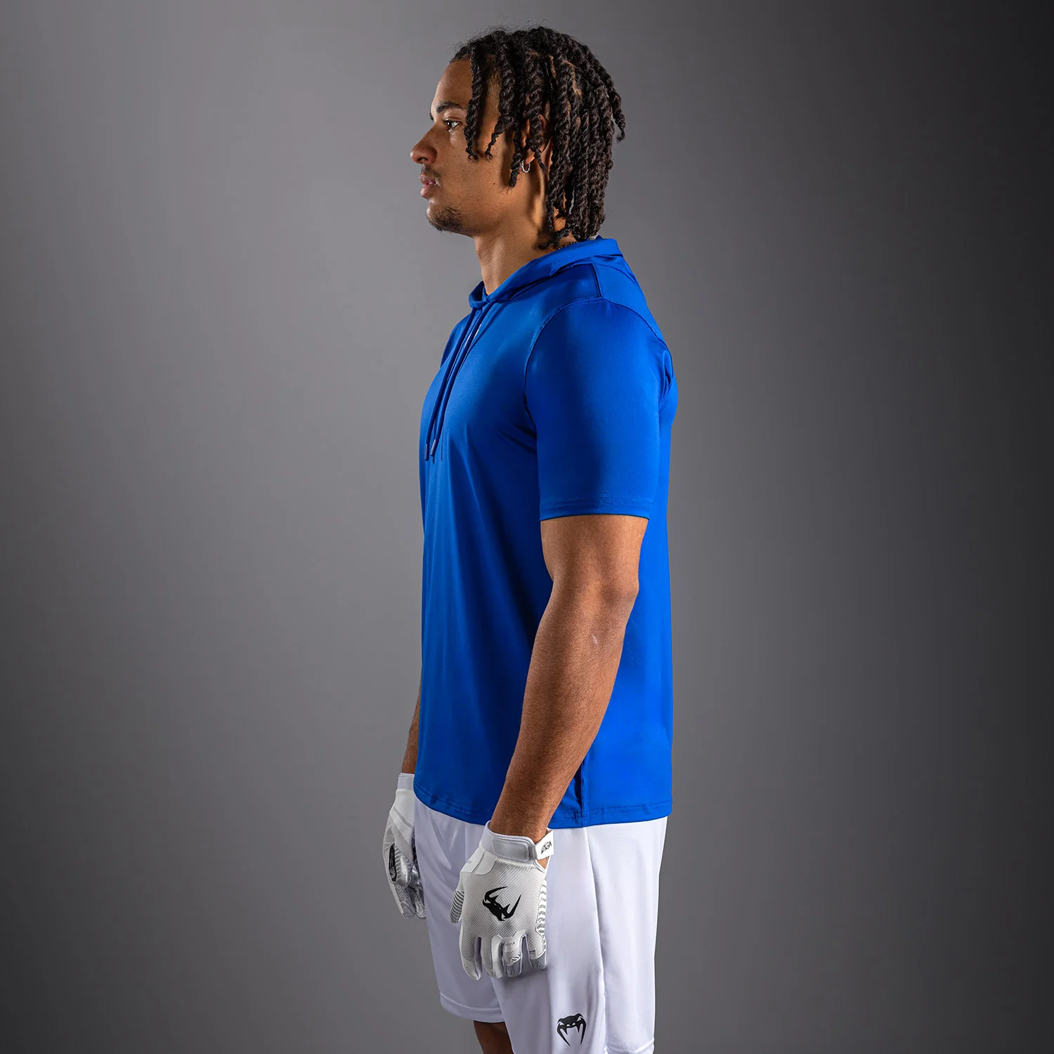 Venum Elite Kurzarm Dry-Tech Kapuzenpullover - Königsblau - Image 3