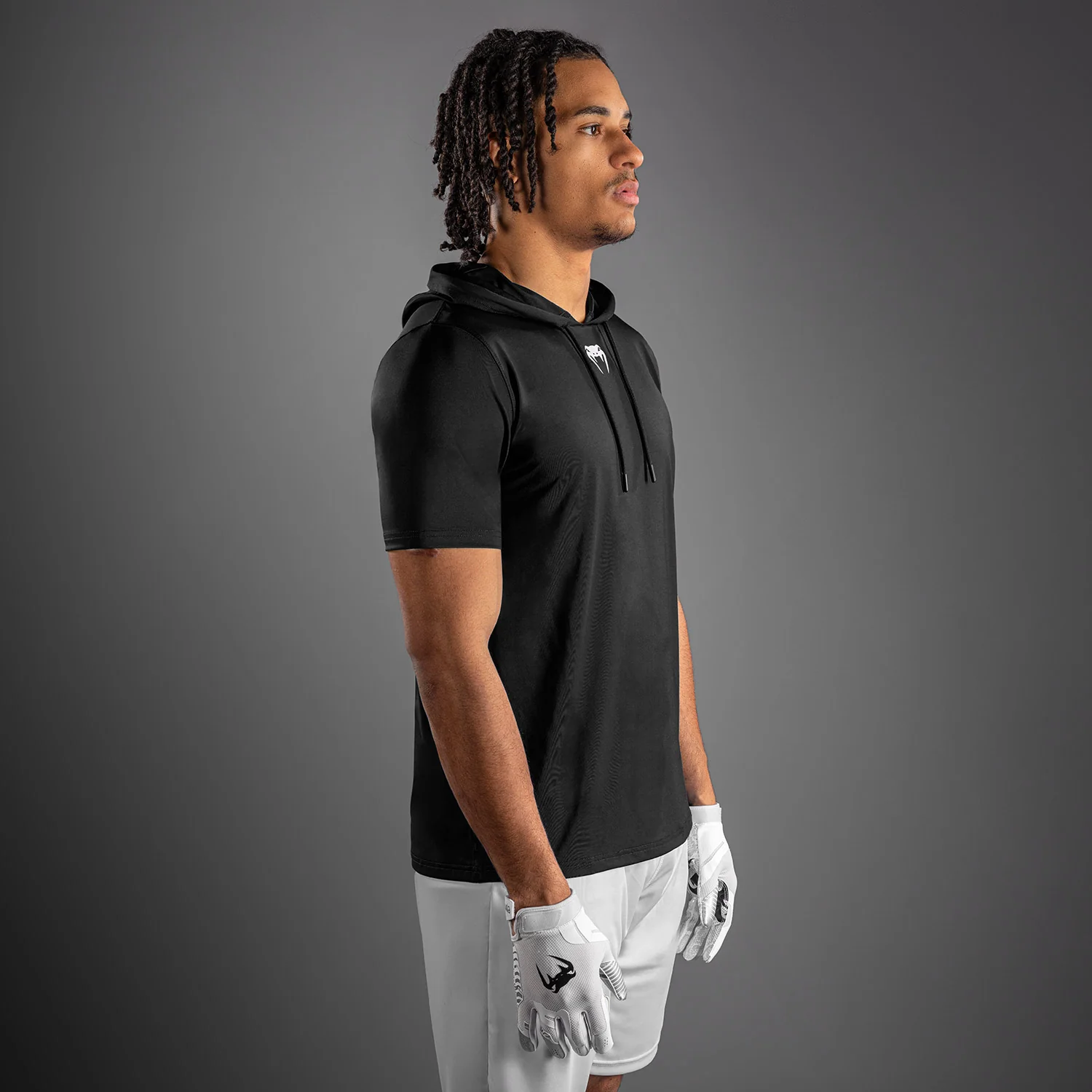 Venum Elite Kurzarm Dry-Tech Kapuzenpullover - Schwarz - Image 3