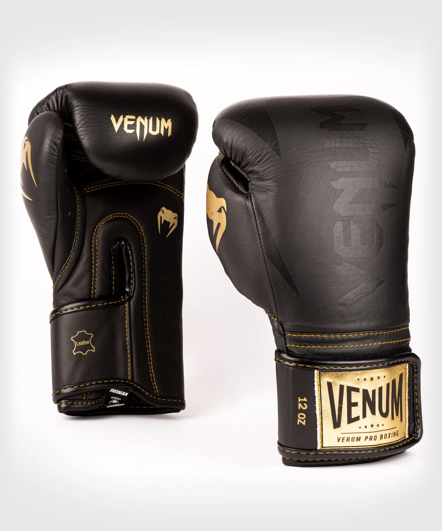 Venum Hammer professionelle Boxhandschuhe - Klettverschluss - Schwarz/Schwarz-Gold - Image 2