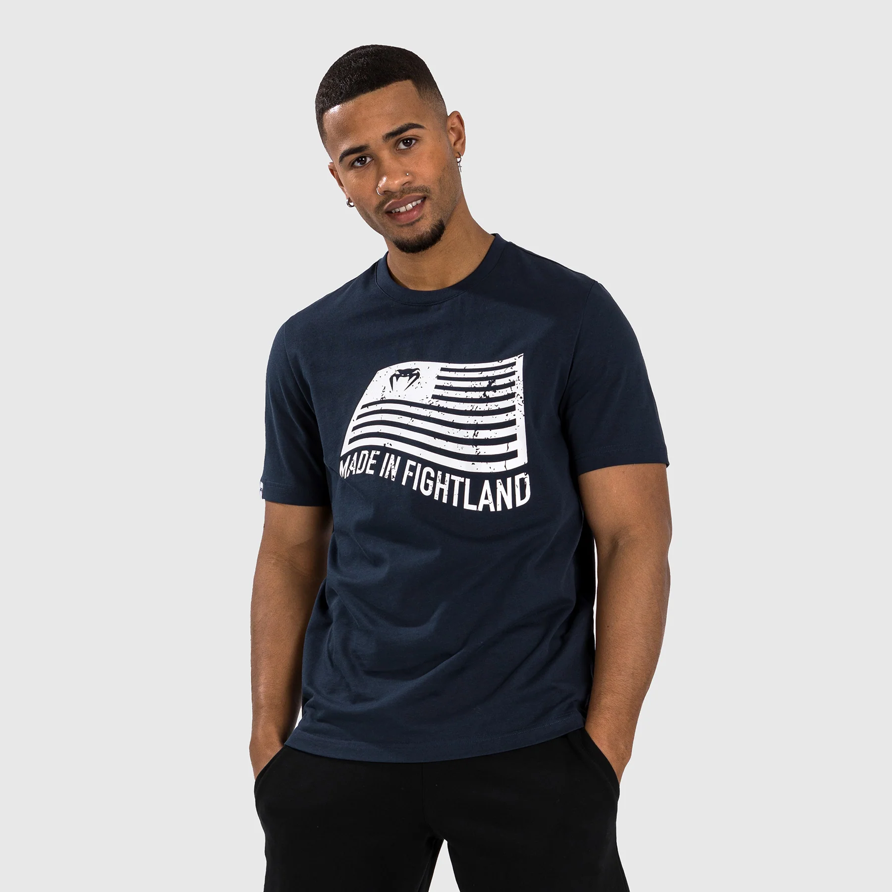 Venum Made in Fightland T-Shirt - Marineblau/Weiß - Image 2