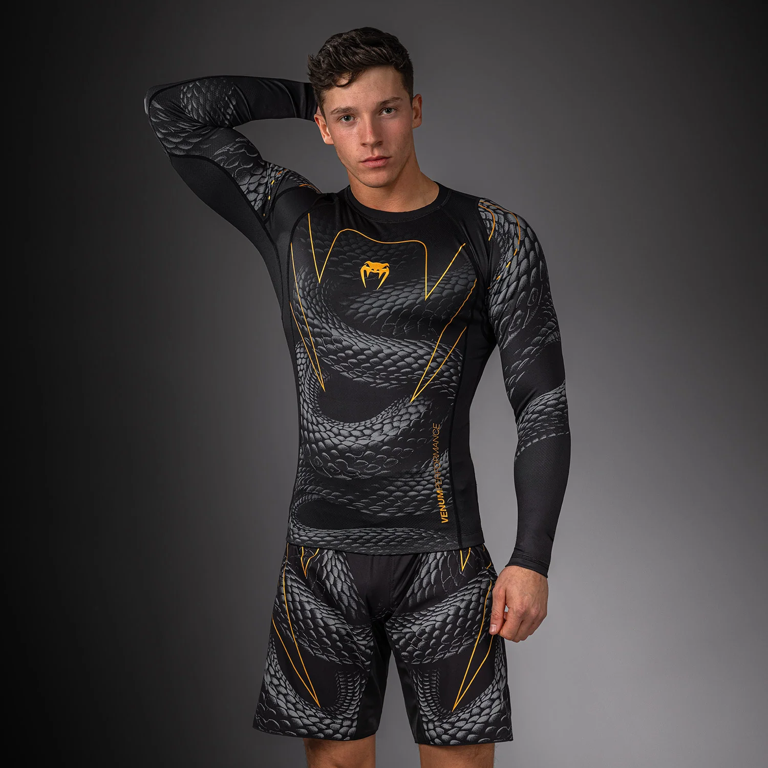 Venum Matupa Langarm Rashguard - Schwarz/Grau/Gold - Image 2