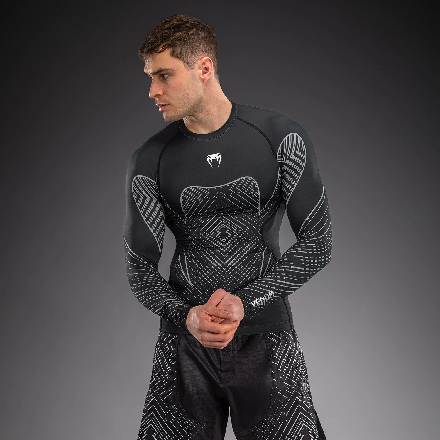 Venum Midnight Fury Langarm Rashguard – Mitternachtsblau/Grau/Silber - Image 3