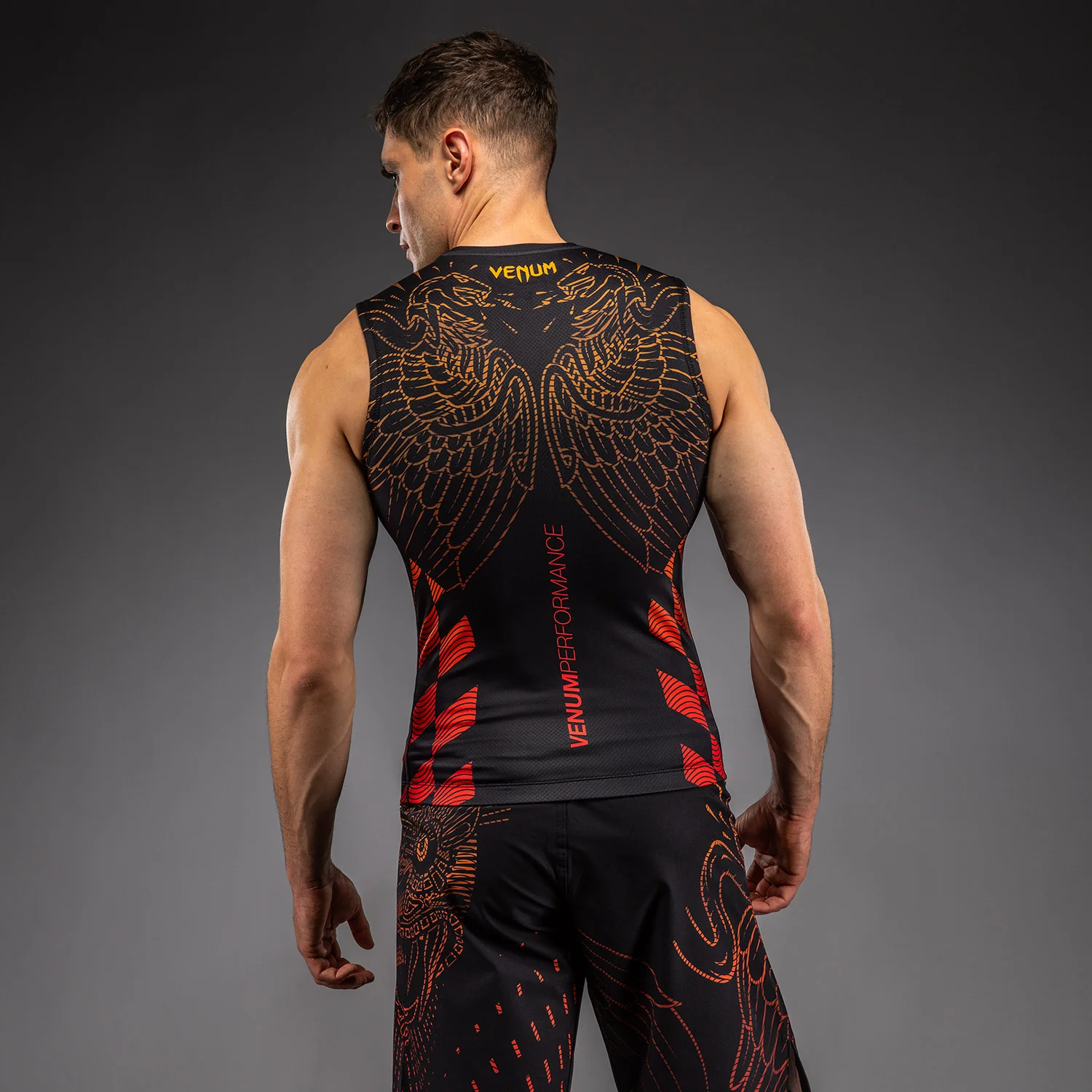 Venum Quetzal Fury Ärmelloses Rashguard - Schwarz/Fury Rot/Tangerine - Image 4