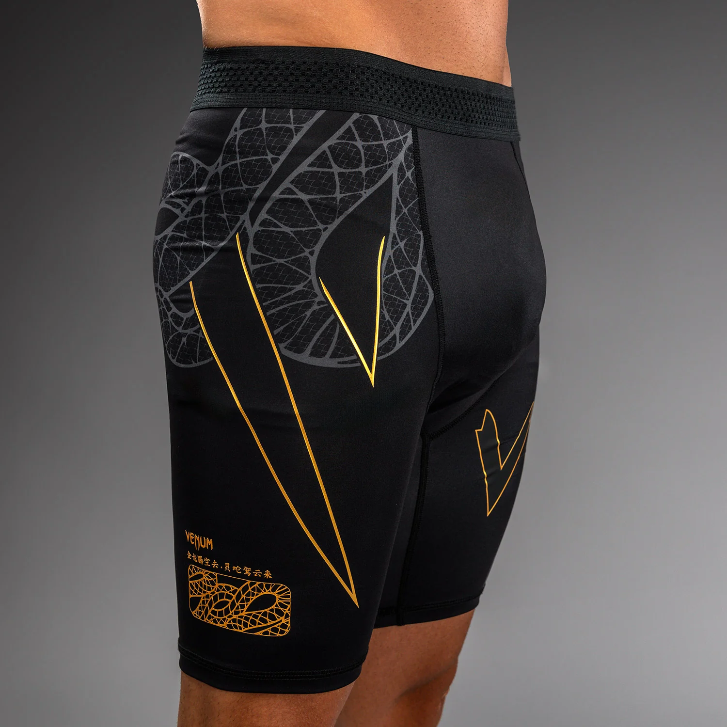 Venum Serpenti Vale Tudo Shorts – Schwarz/Silber/Gold - Image 6