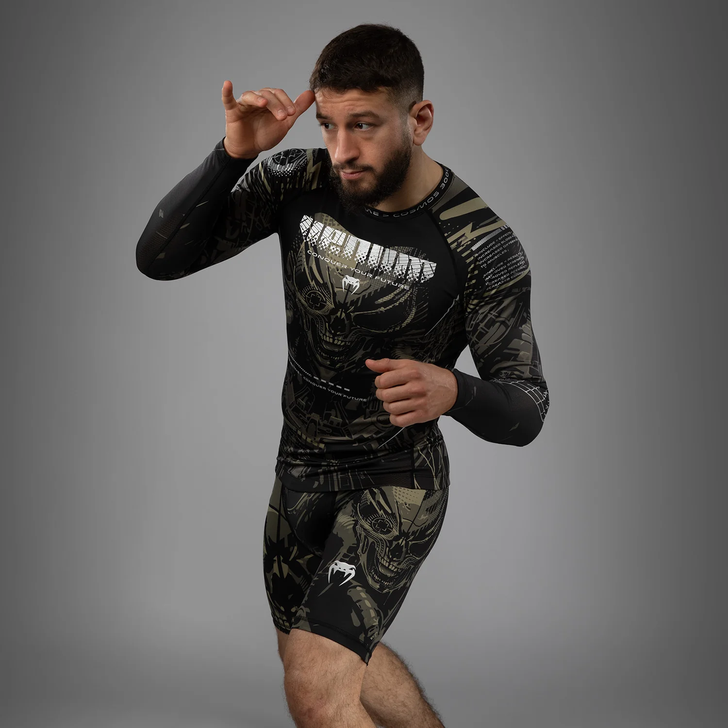 Venum Invader Langarm Rashguard - Schwarz/Sand - Image 4