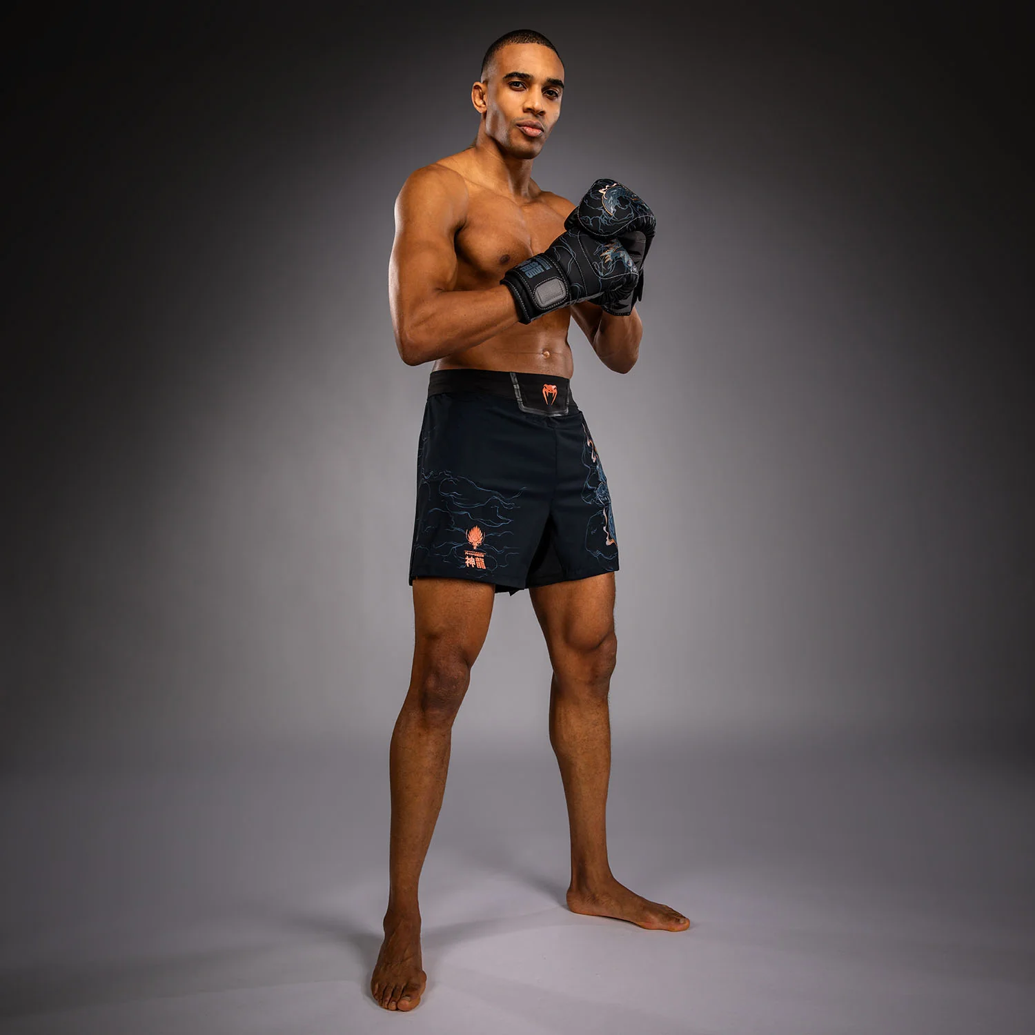 Venum Thunder Dragon Fightshorts – Schwarz/Grau/Kupfer - Image 3