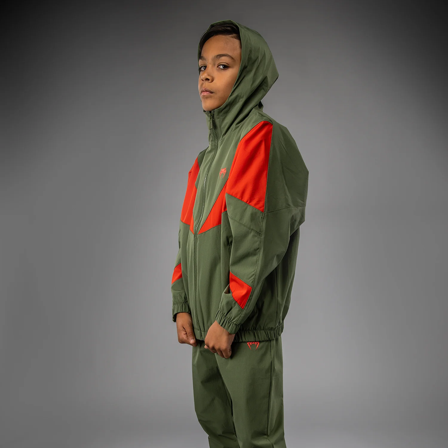 Venum Vectra Kinder Trainingsjacke - Armeegrün/Orange - Image 2