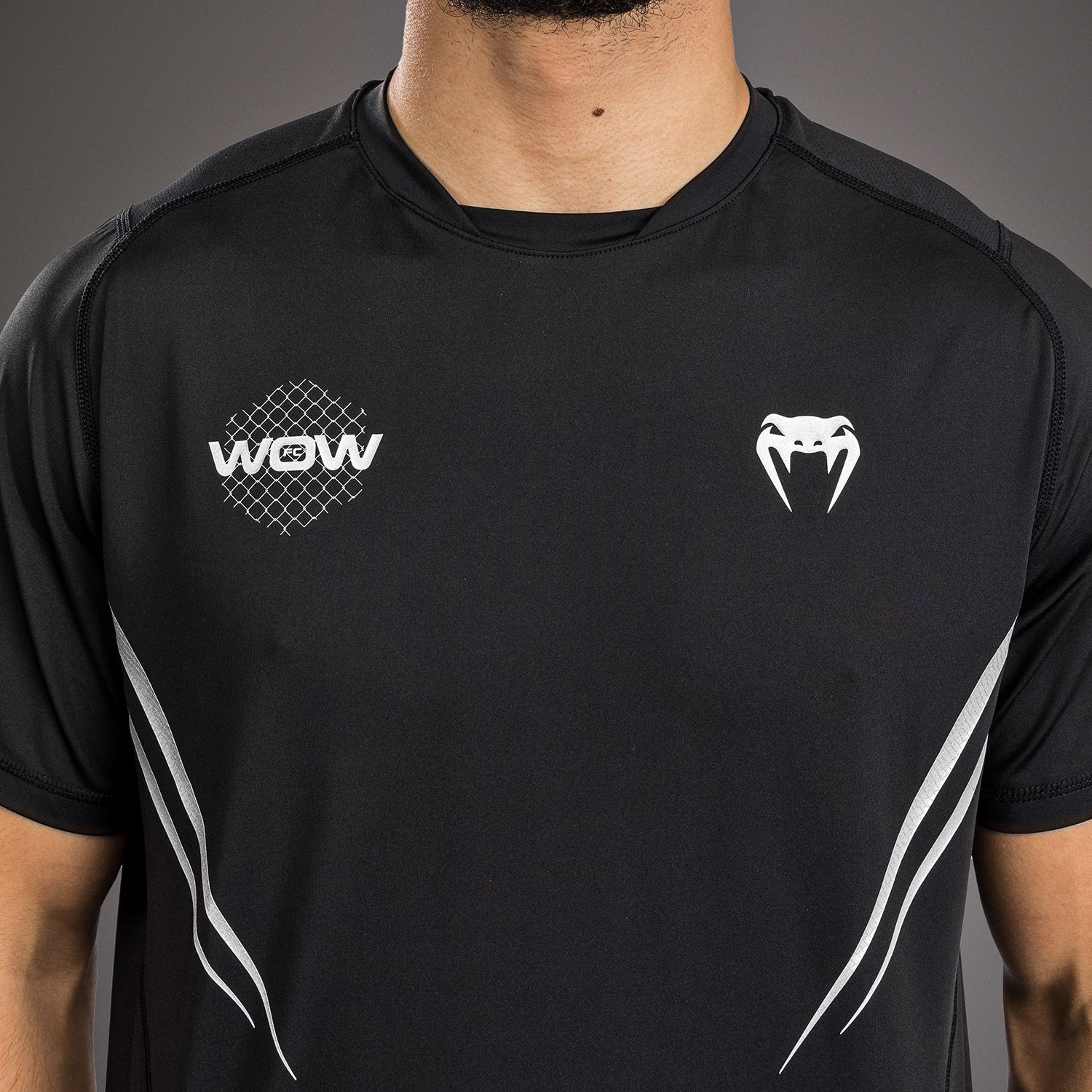 Venum x WOW FC Dry-Tech T-Shirt - Schwarz/Grau - Image 2